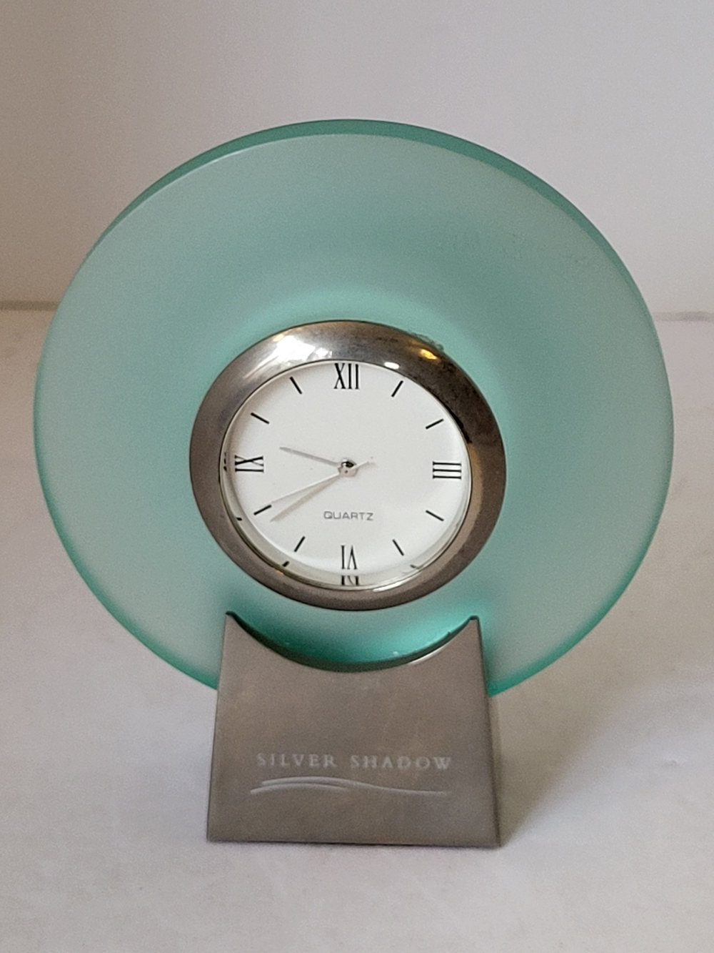 Silver Shadow Seaglass Art Deco Style  Desk Clock - Quartz